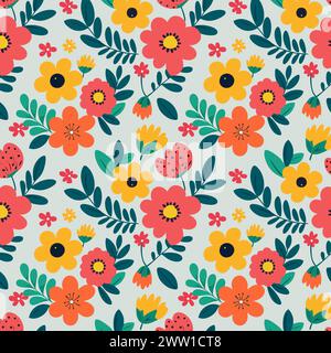 Flower pattern with leaves. Floral bouquets flower compositions. Floral pattern. Stock Vector