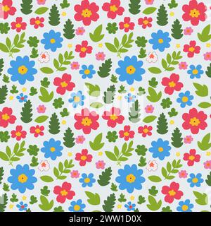 Flower pattern with leaves. Floral bouquets flower compositions. Floral pattern. Stock Vector