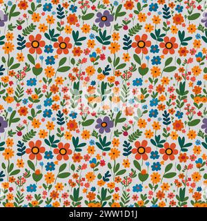 Flower pattern with leaves. Floral bouquets flower compositions. Floral pattern. Stock Vector