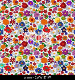 Flower pattern with leaves. Floral bouquets flower compositions. Floral pattern. Stock Vector