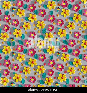 Flower pattern with leaves. Floral bouquets flower compositions. Floral pattern. Stock Vector