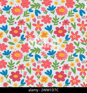 Flower pattern with leaves. Floral bouquets flower compositions. Floral pattern. Stock Vector