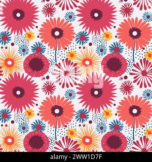 Flower pattern with leaves. Floral bouquets flower compositions. Floral pattern. Stock Vector