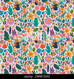 Flower pattern with leaves. Floral bouquets flower compositions. Floral pattern. Stock Vector