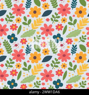 Flower pattern with leaves. Floral bouquets flower compositions. Floral pattern. Stock Vector