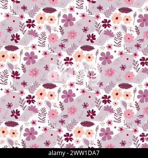 Flower pattern with leaves. Floral bouquets flower compositions. Floral pattern. Stock Vector