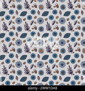 Flower pattern with leaves. Floral bouquets flower compositions. Floral pattern. Stock Vector