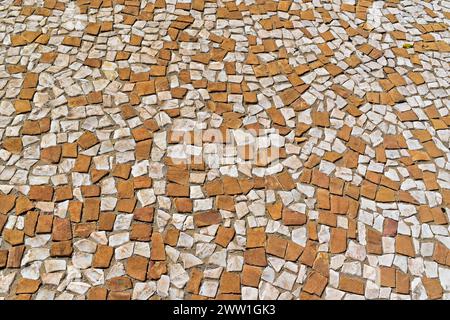 Bicolor mosaic on sidewalk in Ribeirao Preto, Sao Paulo, Brazil Stock Photo