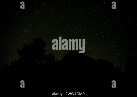 Stars Over Silhouetted Walls Of Kolob Canyon from backcountry campsite Stock Photo