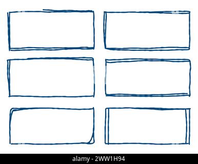 Hand Drawn doodle grunge square highlighter. Frames line in hand drawn style. Сontinuous line square shape for web, social networks. Marker scribble s Stock Vector
