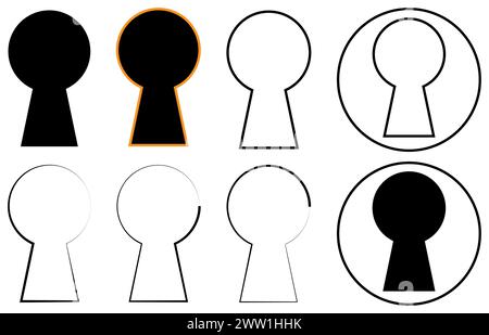Keyhole icon, door keyhole icon set vector. Stock Vector