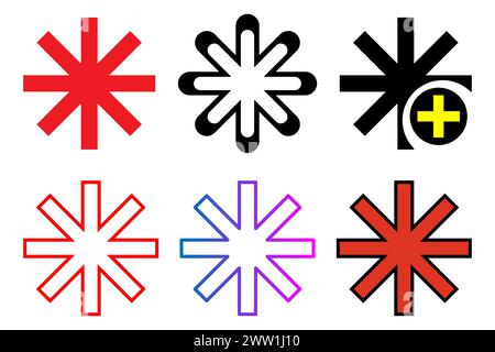 Asterisk sign or symbol of asterisk icon vector. Stock Vector