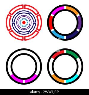 Abstract circle technology casino chips logo set. Stock Vector