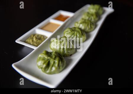 Spinach Momo Stock Photo