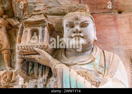 Dazu Rock Carvings, Ancient Buddhist Hillside Rock Carvings, Chongqing, China Stock Photo