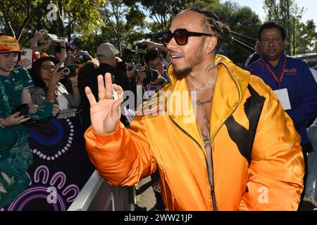 MELBOURNE, AUSTRALIA 21 Mar 2024. Pictured: 44 Lewis Hamilton (GBR) Mercedes-AMG Petronas F1 Team at Melbourne Walk at the FIA Formula 1 Rolex Australian Grand Prix 2024 3rd round from 22nd to 24th March at the Albert Park Street Circuit, Melbourne, Australia. Credit: Karl Phillipson/Alamy Live News Stock Photo