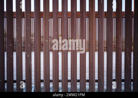 The US border wall between Yuma Arizona and Los Algodones Mexico. Stock Photo