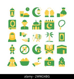 Creative ramadan icon collections in flat style design Stock Vector