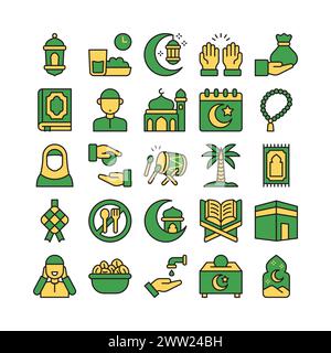Creative ramadan icon collections in duotone style design Stock Vector