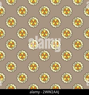 Gear and Radiation sign Nuclear Energy concept colored seamless pattern Stock Vector