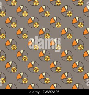 Pie Chart with Radiation sign vector concept colored seamless pattern Stock Vector