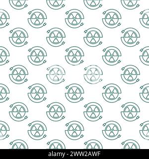 Radiation sign with Plugs vector concept seamless pattern in thin line style Stock Vector