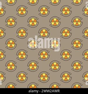 Radiation sign and Plugs vector concept colored seamless pattern Stock Vector