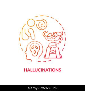 Hallucination, neurology illness red gradient concept icon Stock Vector