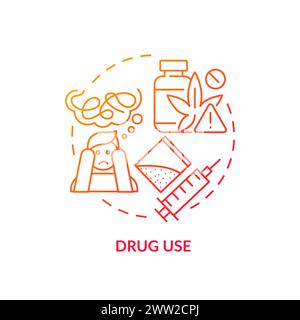 Drug use red gradient concept icon Stock Vector