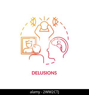Delusion mental illness red gradient concept icon Stock Vector