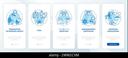 Adoption laws blue onboarding mobile app screen Stock Vector