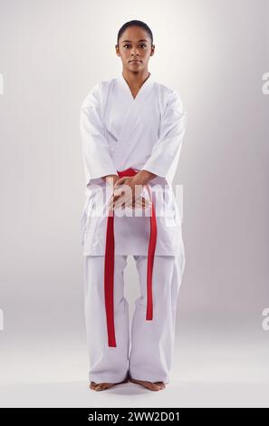 Girl in taekwondo Uniform portrait Stock Photo - Alamy