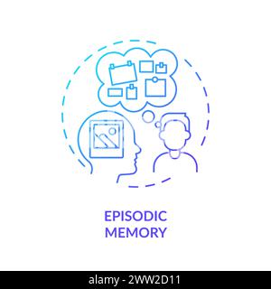 Episodic memory, adhd blue gradient concept icon Stock Vector