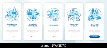 Adoption process blue onboarding mobile app screen Stock Vector
