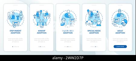 Adoption options blue onboarding mobile app screen Stock Vector