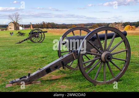 Civil War Cannons at Manassas National Battlefield Park located in Prince William County, Virginia, USA Stock Photo