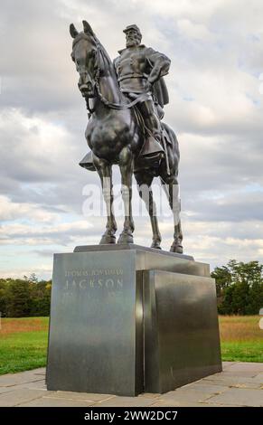 Thomas Jonathan 'Stonewall' Jackson Statue at Manassas National Battlefield Park located in Prince William County, Virginia, USA Stock Photo