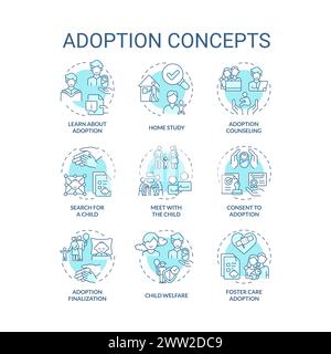 Adoption soft blue concept icons Stock Vector