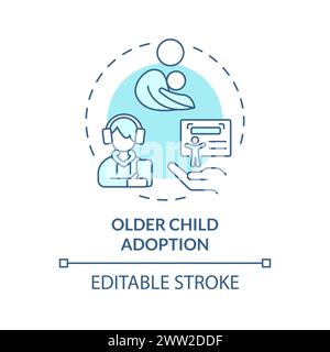Older child adoption soft blue concept icon Stock Vector