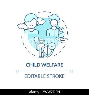 Child welfare soft blue concept icon Stock Vector