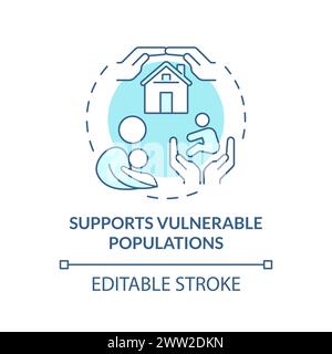 Support vulnerable populations soft blue concept icon Stock Vector