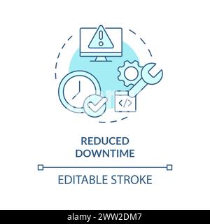Downtime reduce soft blue concept icon Stock Vector