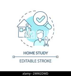 Home study soft blue concept icon Stock Vector