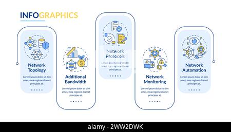 Network managing practices rectangle infographic template Stock Vector