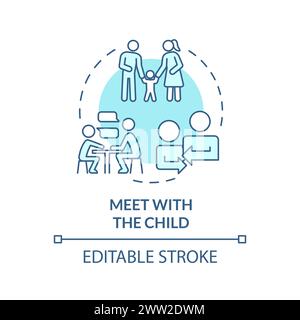 Meet with child soft blue concept icon Stock Vector