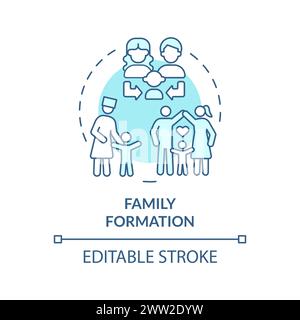 Family formation soft blue concept icon Stock Vector