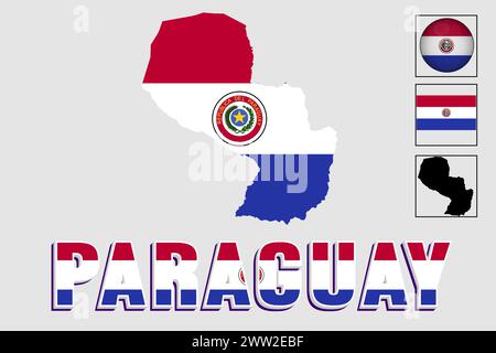 Paraguay flag and map in a vector graphic Stock Vector