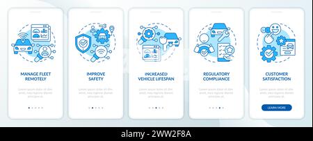 Vehicle inspections blue onboarding mobile app screen Stock Vector