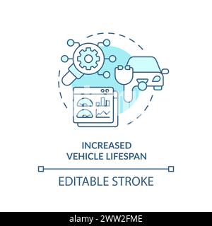 Vehicle increased lifespan soft blue concept icon Stock Vector