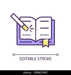 Book and magic wand RGB color icon Stock Vector